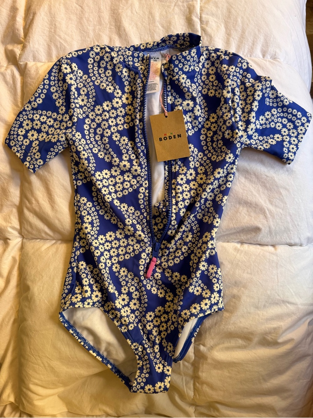 Mini Boden Blue Daisy One-Piece Swimsuit